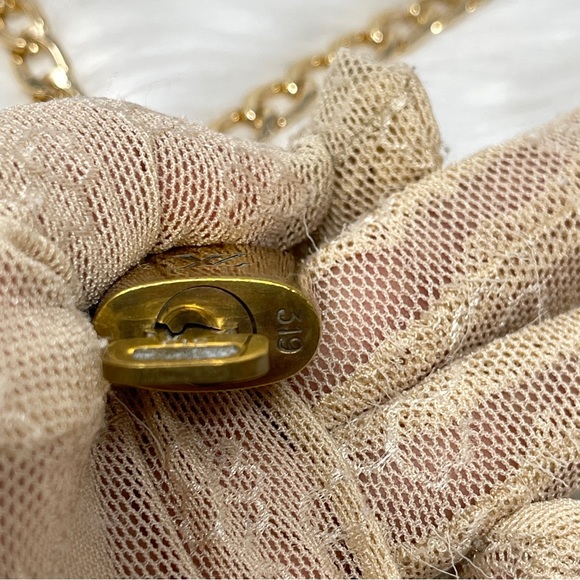 082 Pre Owned Authentic Louis Vuitton Gold Tone  Padlock & Key - Picture 3 of 4